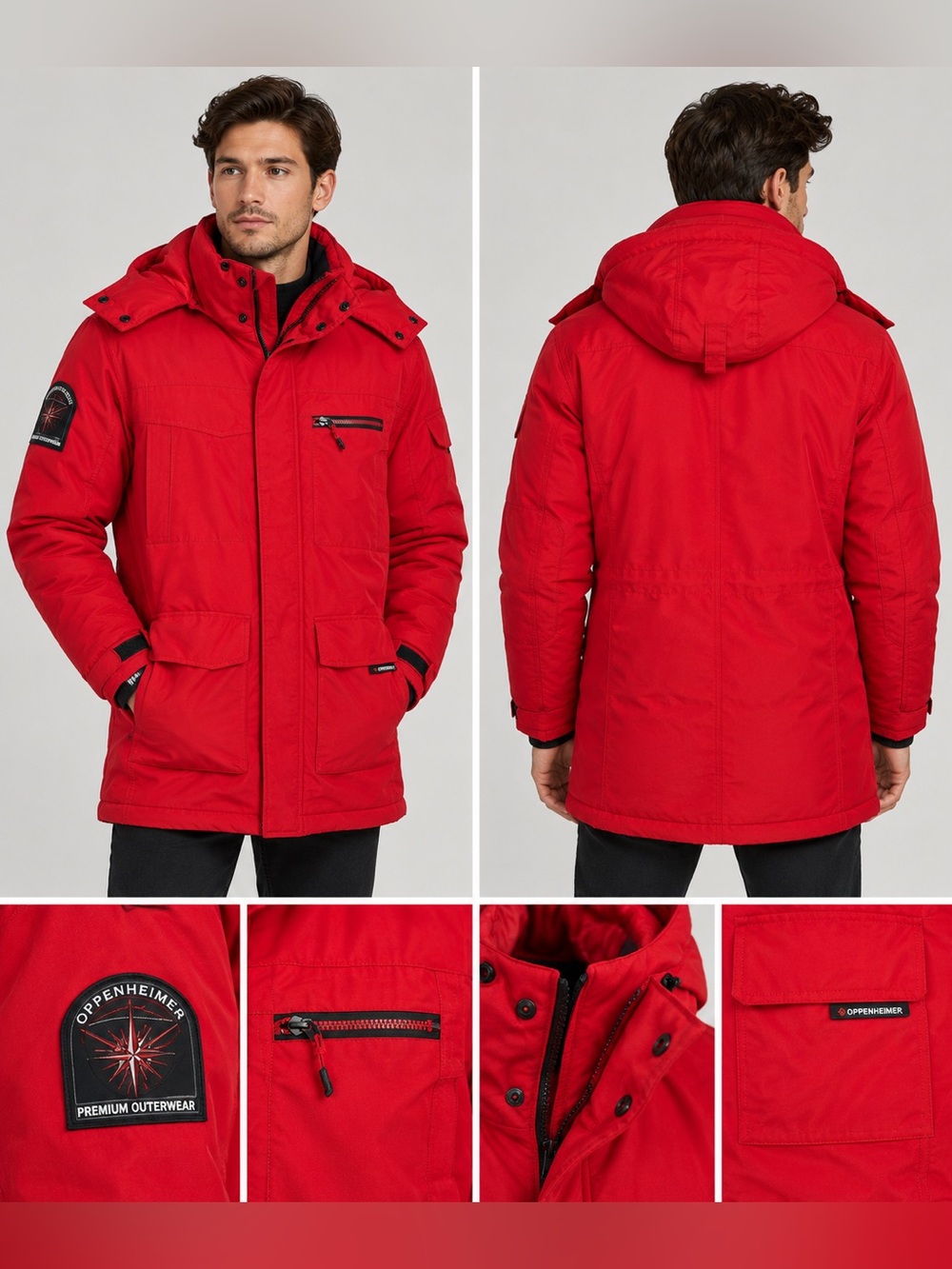 Men’s Oppenheimer Premium Outerwear Red Winter Parka Jacket